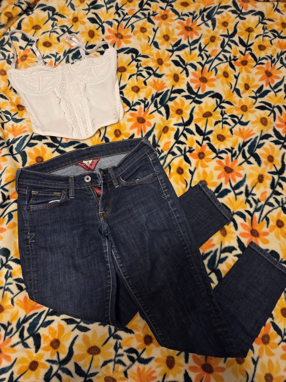 Dark Blue Women's 00s Cropped Jeans -
